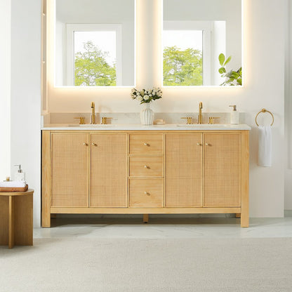 Cedar 72" Double Bathroom Vanity in Natural Wood
