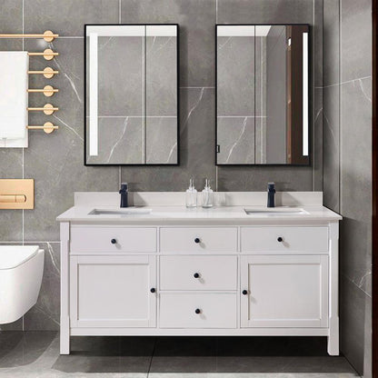 73 in. Composite Stone Vanity Top in Milano White with White Sink