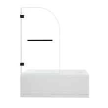 Frameless Hinged Tub Door in Matte Black with Clear Glass