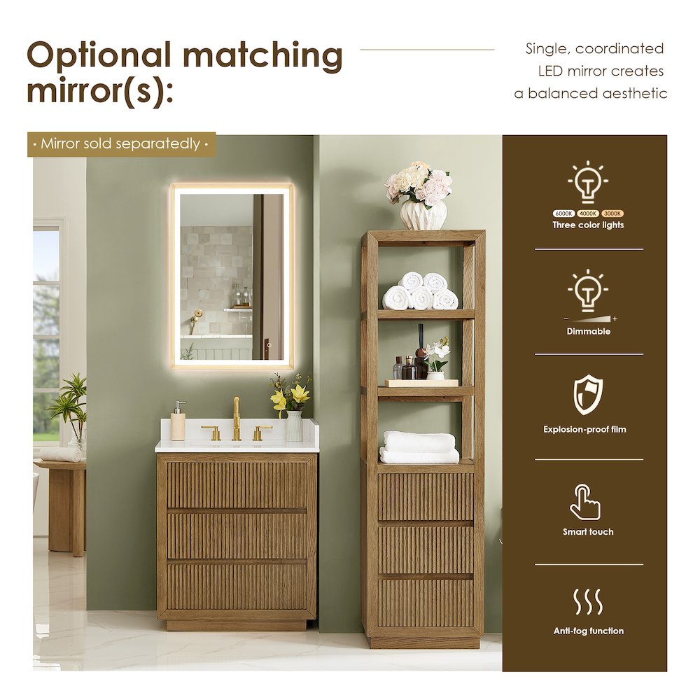 Navan 30" Single Bathroom Vanity in Weathered Brown
