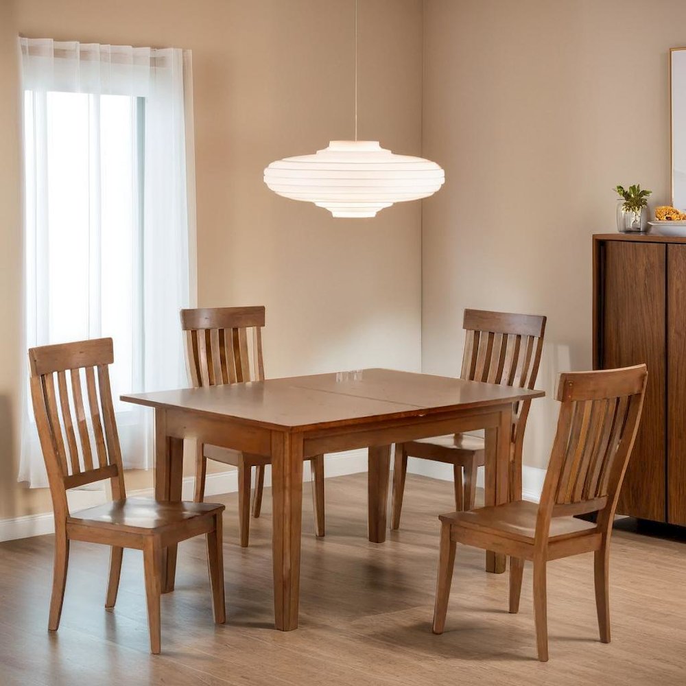 Elegant Brown Solid Wood Dining Chairs Set of 2 with Slatback Design