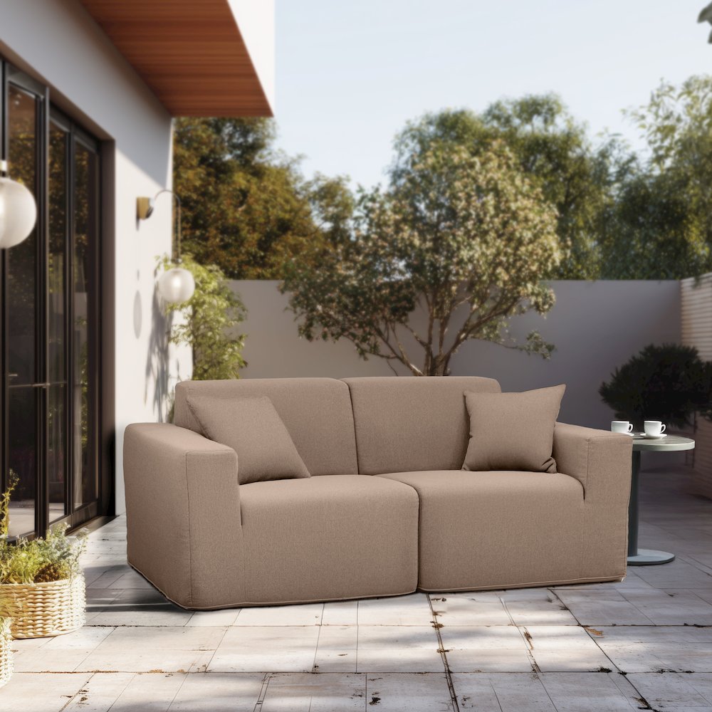 2 Place Seating Brown Outdoor Compressed Foam Sectional Sofas