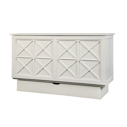 Queen Cabinet Bed White Finish Free Standing Guest Bed Useable Top Surface