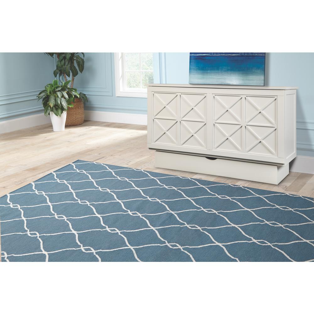 Queen Cabinet Bed White Finish Free Standing Guest Bed Useable Top Surface