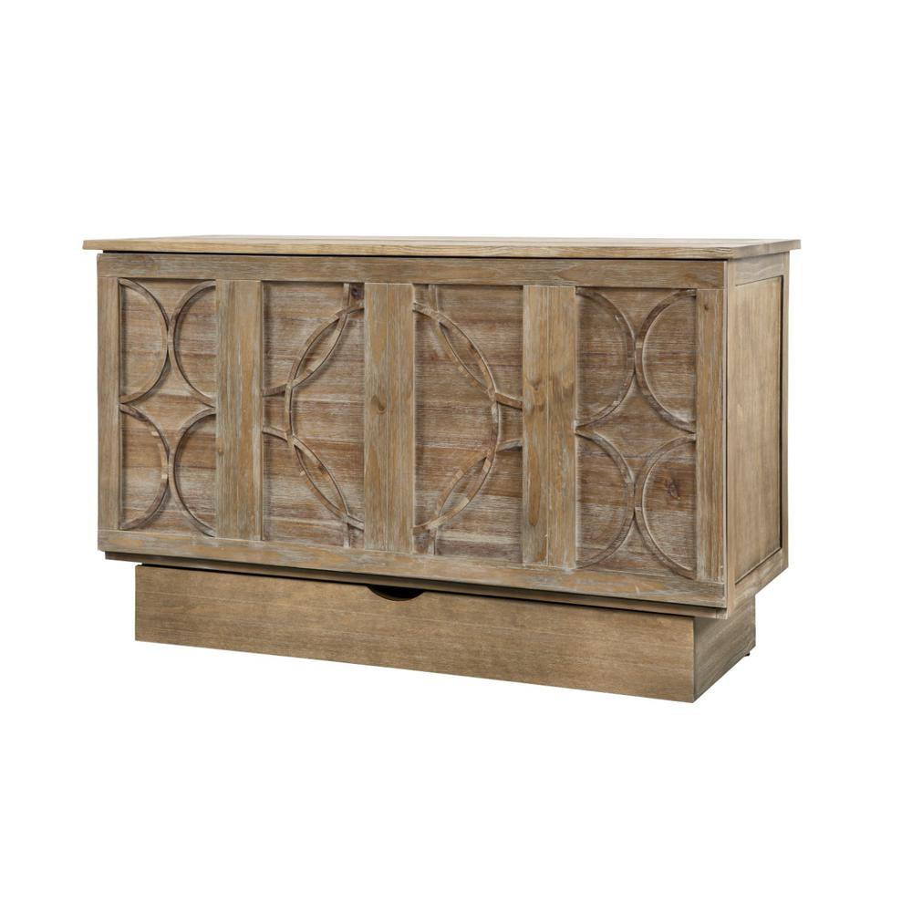 Queen Size Murphy Cabinet Bed in Ash Light Brown, Compact Free Standing Design