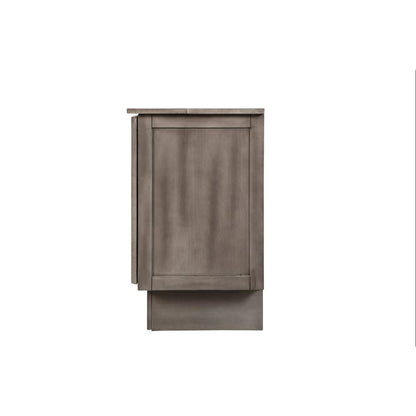 Queen Cabinet Bed Modern Gray Finish with Free Standing Design and Useable Top