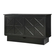 Black Queen Cabinet Bed Wood Frame Murphy Style with 500 lbs Capacity