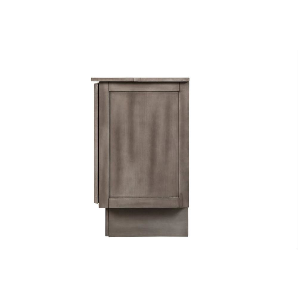 Modern Gray Queen Cabinet Bed Wood Frame with Free Standing Design, Usable Top