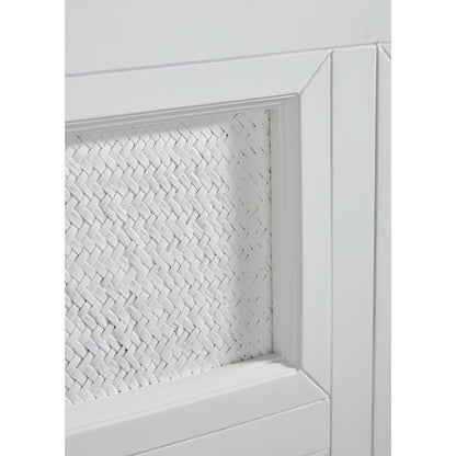 White Queen Cabinet Bed with Wicker Detail and Integrated USB Port Wood