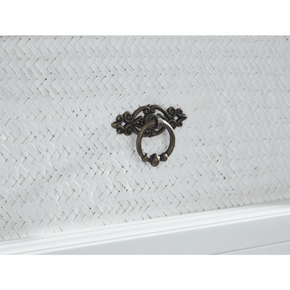 White Queen Cabinet Bed with Wicker Detail and Integrated USB Port Wood