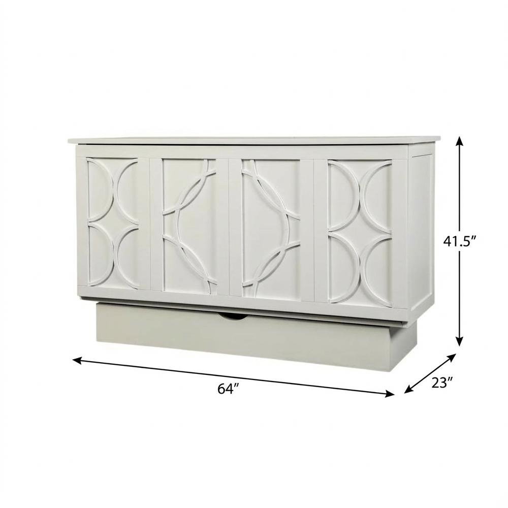 White Wood Queen Cabinet Bed Free Standing Sleeper with Usable Top Surface