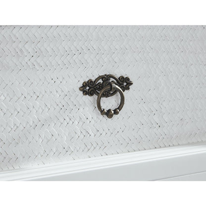 White Queen Cabinet Bed, Integrated USB Port,Wicker Detail Premium Guest Sleeper