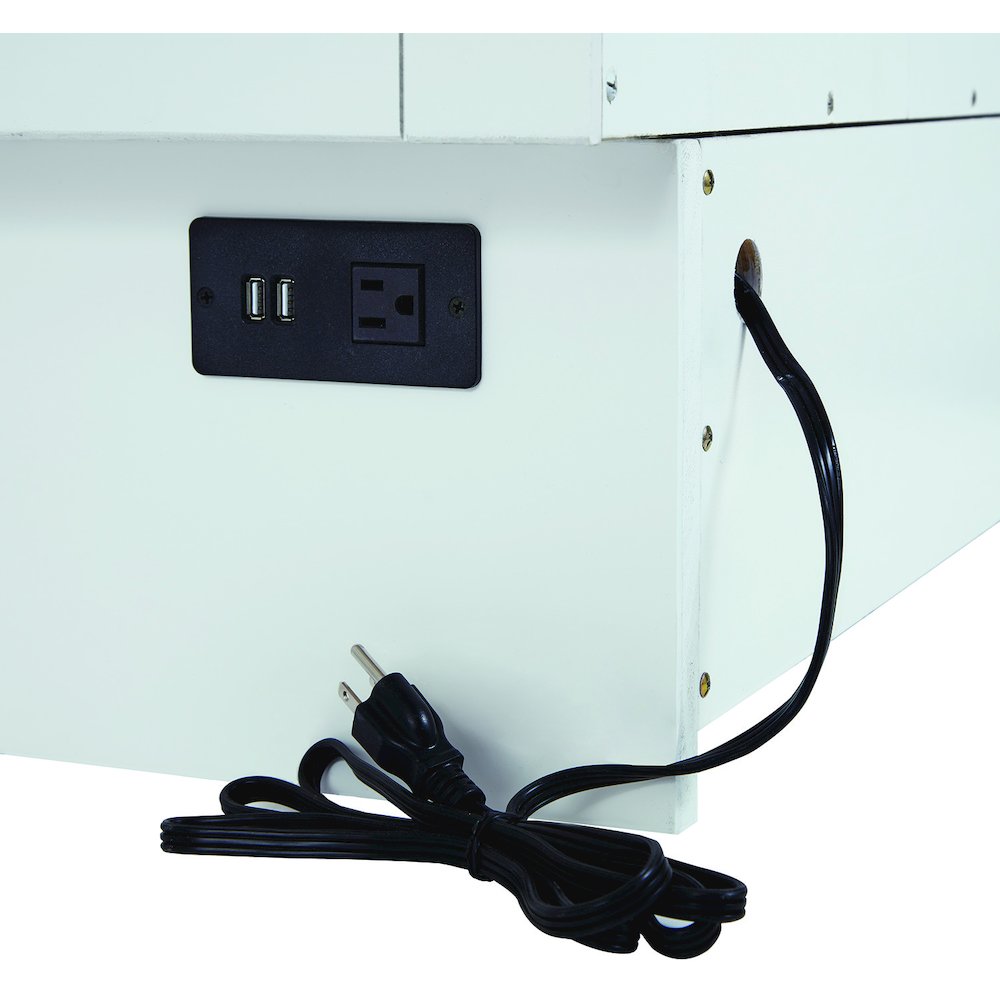 White Queen Cabinet Bed, Integrated USB Port,Wicker Detail Premium Guest Sleeper