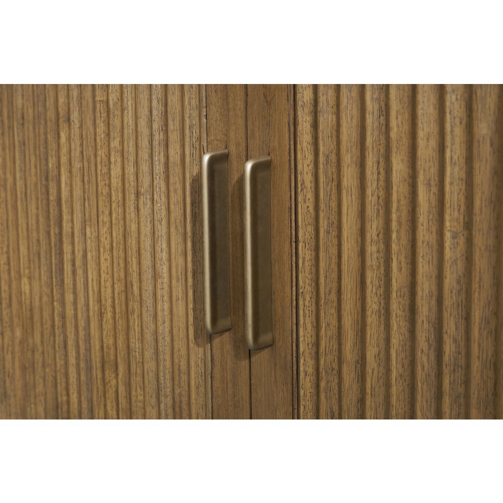 Queen Cabinet Bed in Warm Brown with Reeded Design Details Flip-Top