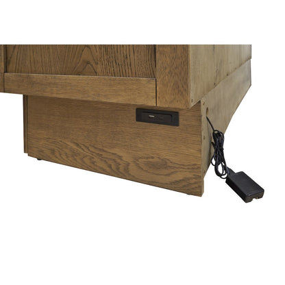 Queen Cabinet Bed in Warm Brown with Reeded Design Details Flip-Top