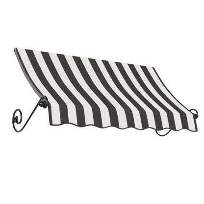 Awntech 10.375 ft Charleston Fixed Awning Acrylic Fabric, Black/White Stripe