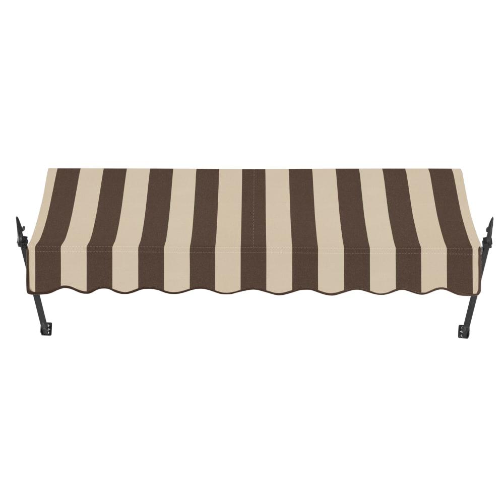 Awntech 10.375 ft New Orleans Fixed Awning Acrylic Fabric, Brown/Tan Stripe