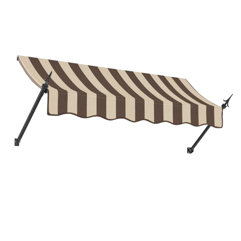 Awntech 10.375 ft New Orleans Fixed Awning Acrylic Fabric, Brown/Tan Stripe
