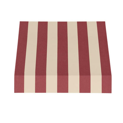 Awntech 3.375 ft New Yorker Fixed Awning Acrylic Fabric, Burgundy/Tan Stripe