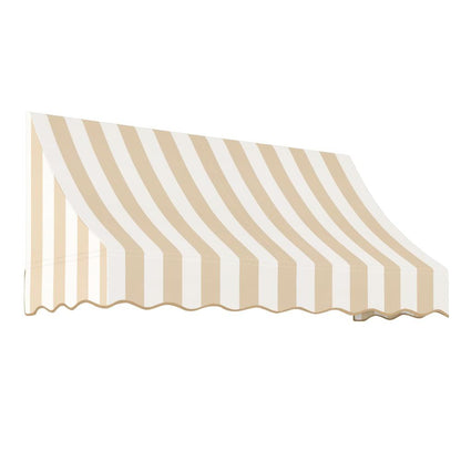 Awntech 8.375 ft Nantucket Fixed Awning Acrylic Fabric, Linen/White Stripe
