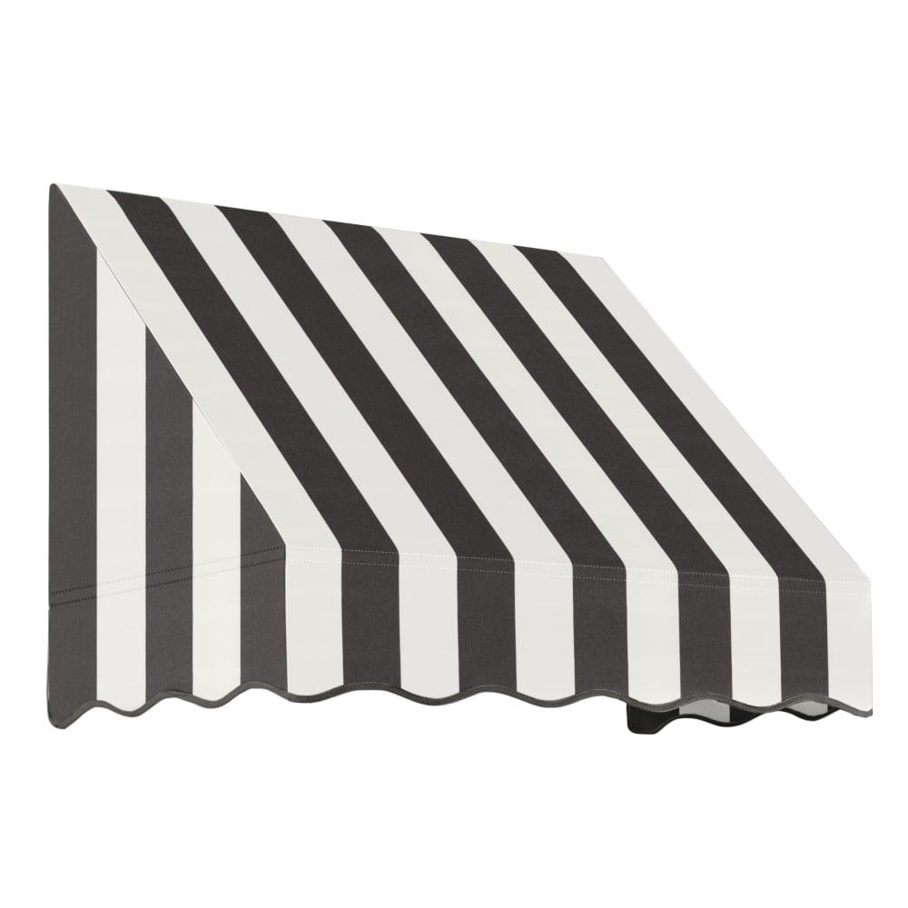 Awntech 3.375 ft San Francisco Fixed Awning Acrylic Fabric, Black/White Stripe