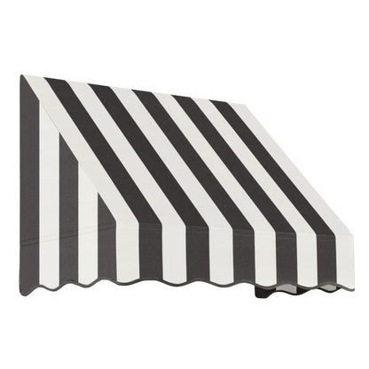 Awntech 3.375 ft San Francisco Fixed Awning Acrylic Fabric, Black/White Stripe