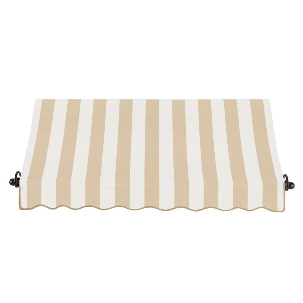 Awntech 5.375 ft Charleston Fixed Awning Acrylic Fabric, Linen/White Stripe