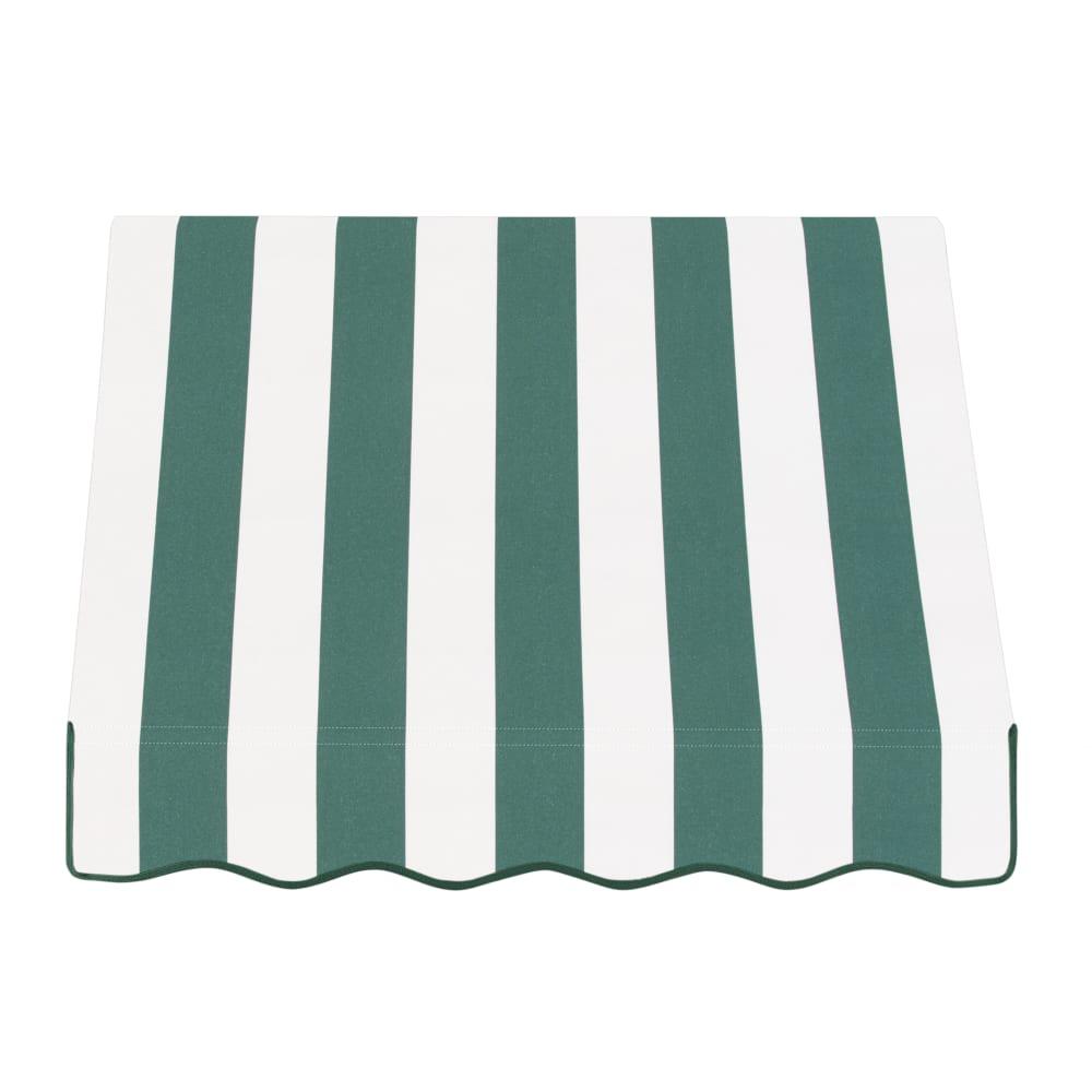 Awntech 4.375 ft Dallas Retro Fixed Awning Acrylic Fabric, Forest/White Stripe