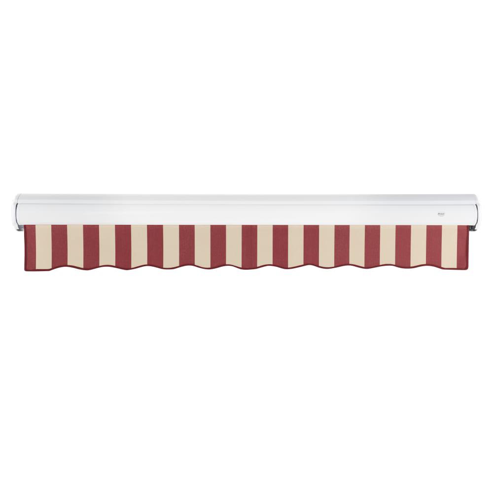 8' x 6.5' Full Cassette Manual Patio Retractable Awning, Burgundy/Tan Stripe