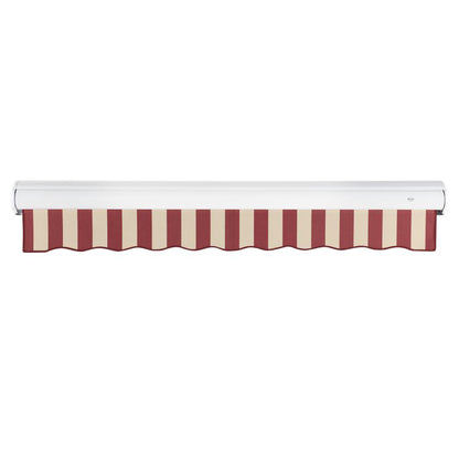 8' x 6.5' Full Cassette Manual Patio Retractable Awning, Burgundy/Tan Stripe