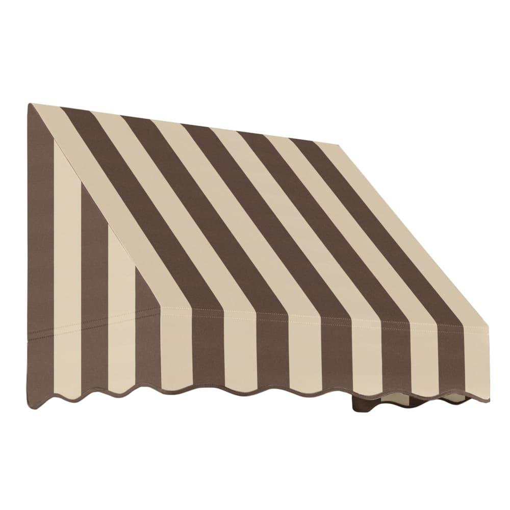 Awntech 4.375 ft San Francisco Fixed Awning Acrylic Fabric, Brown/Tan Stripe