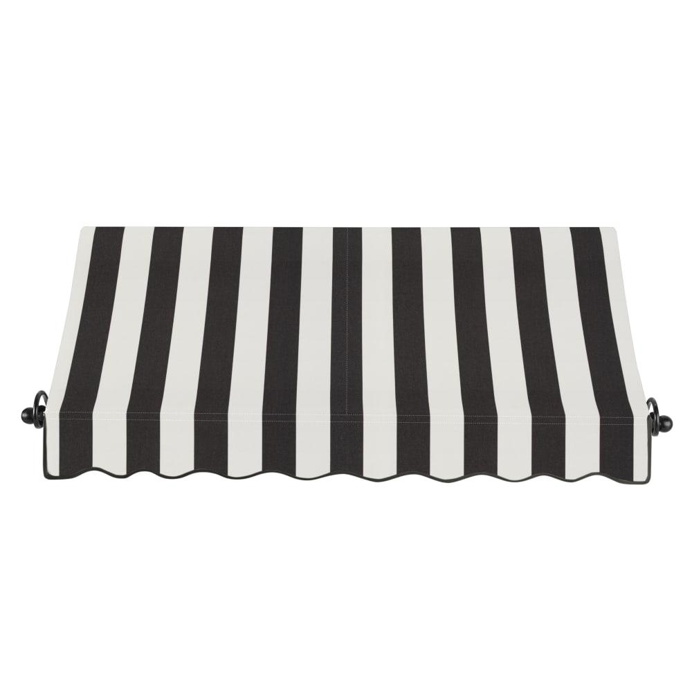 Awntech 6.375 ft Charleston Fixed Awning Acrylic Fabric, Black/White Stripe