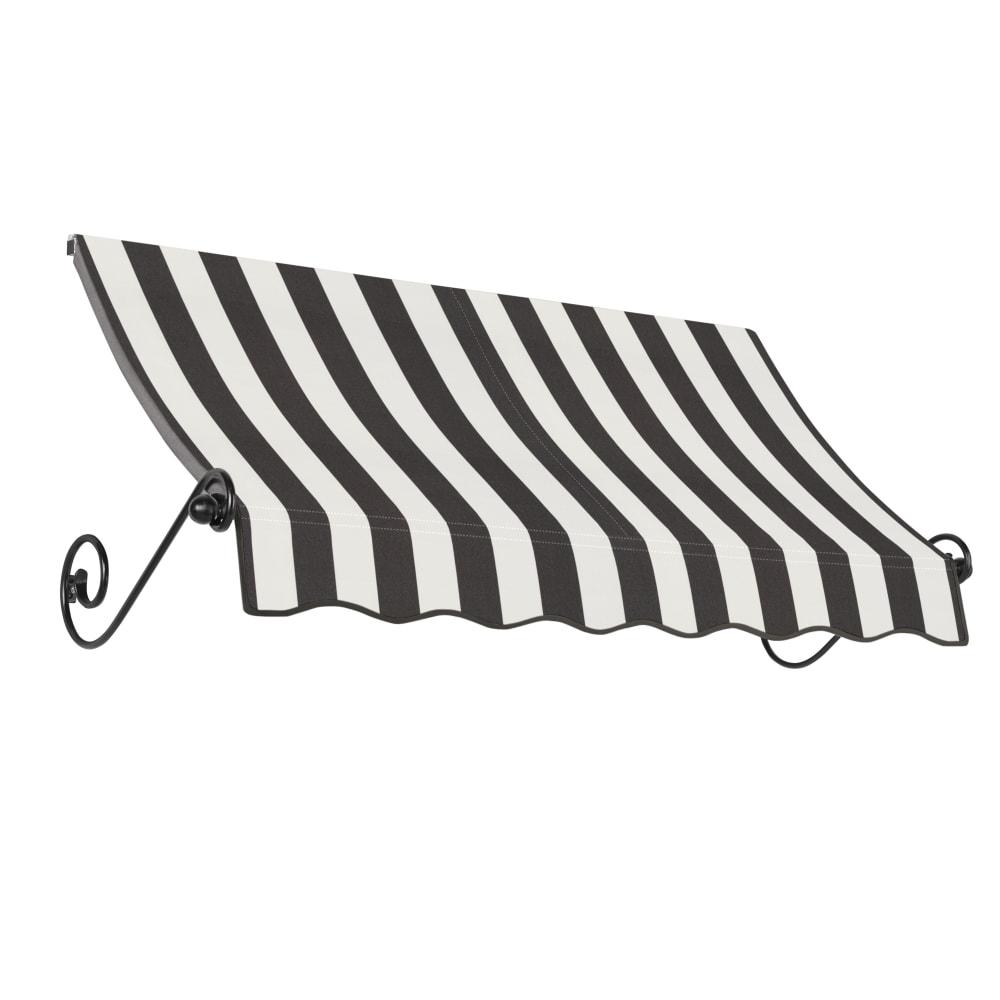 Awntech 6.375 ft Charleston Fixed Awning Acrylic Fabric, Black/White Stripe