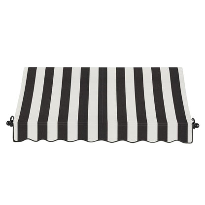 Awntech 5.375 ft Charleston Fixed Awning Acrylic Fabric, Black/White Stripe