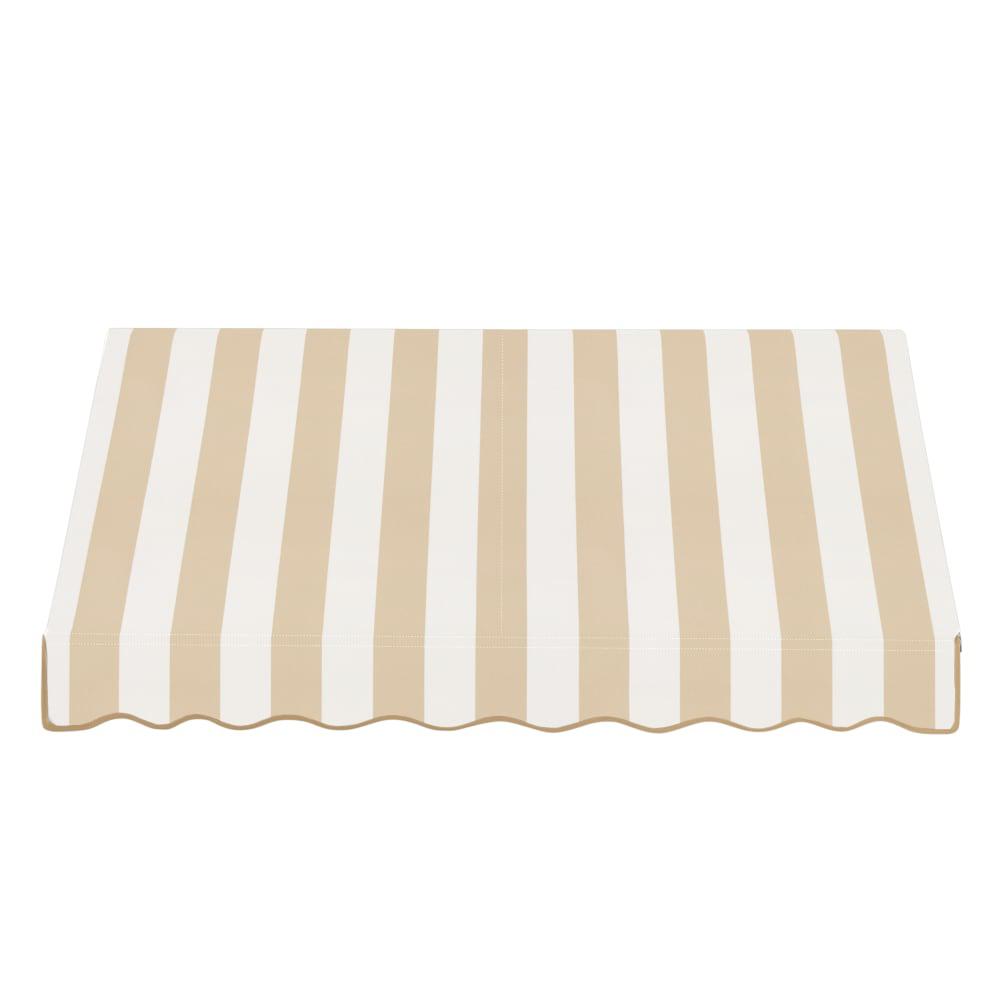 Awntech 5.375 ft Dallas Retro Fixed Awning Acrylic Fabric, Linen/White Stripe