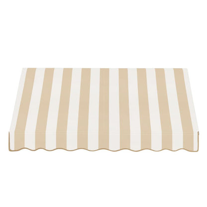 Awntech 5.375 ft Dallas Retro Fixed Awning Acrylic Fabric, Linen/White Stripe