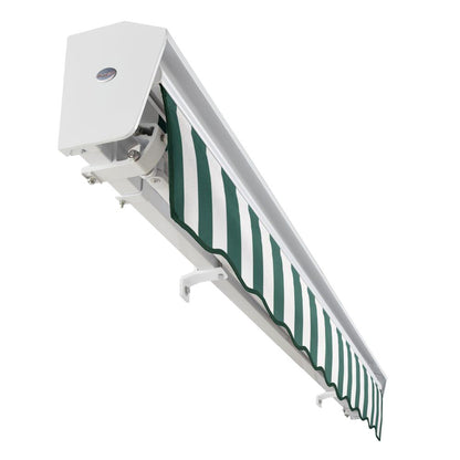 12' x 10' Destin Manual Patio Retractable Awning, Forest/White Stripe