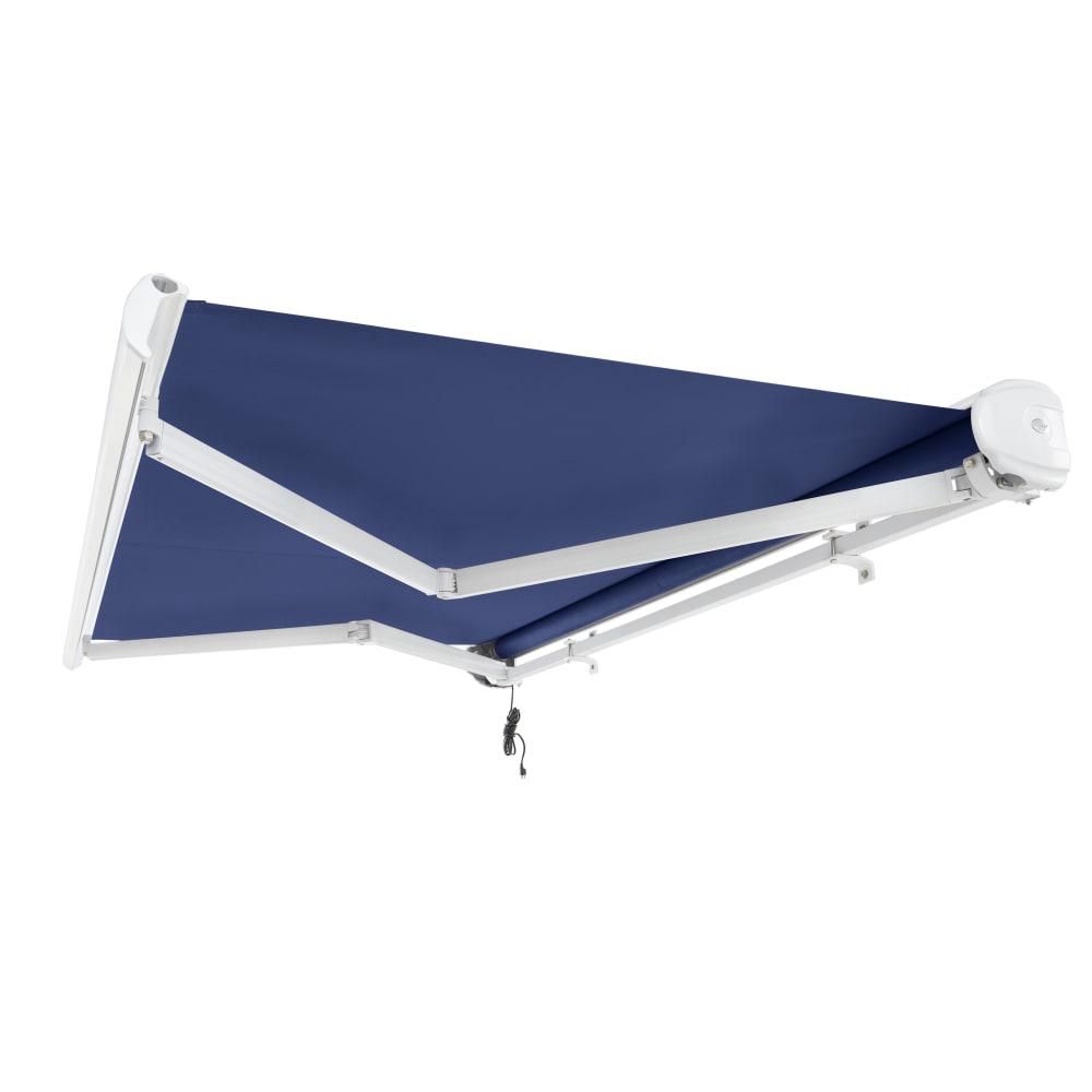 12' x 10' Full Cassette Left Motor Left Motorized Patio Retractable Awning, Navy