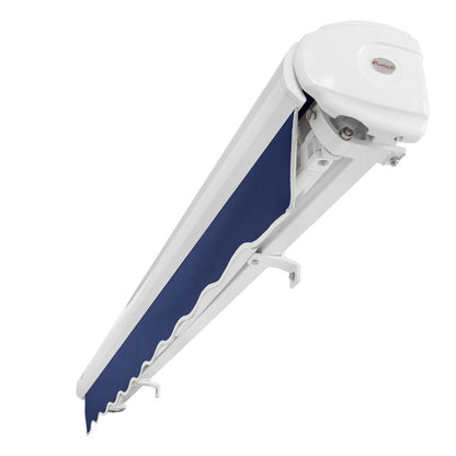 12' x 10' Full Cassette Left Motor Left Motorized Patio Retractable Awning, Navy