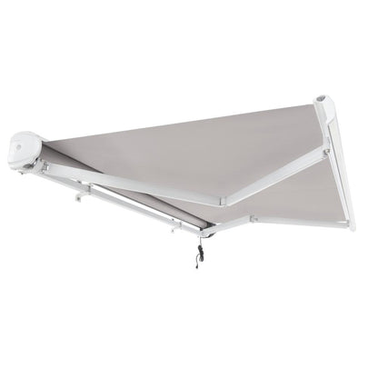 12' x 10' Full Cassette Right Motorized Patio Retractable Awning, Gray