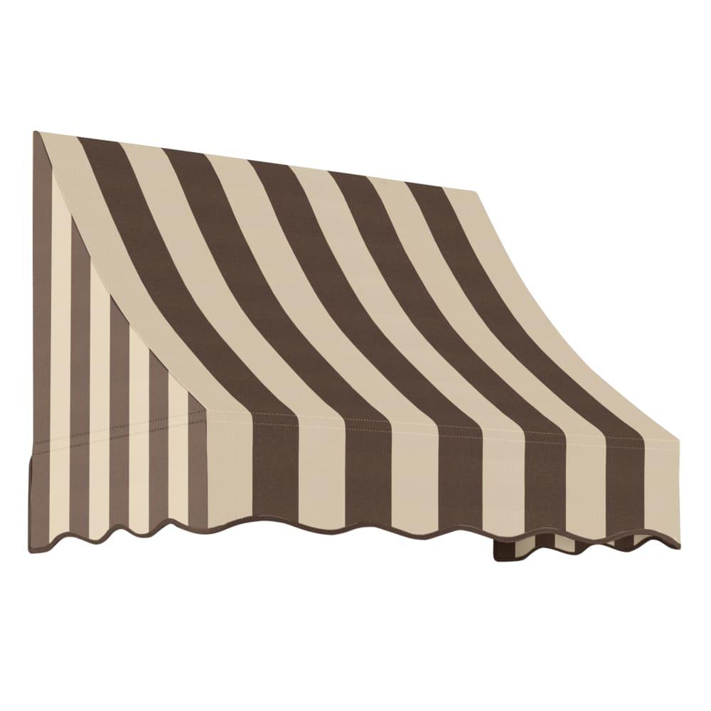 Awntech 4.375 ft Nantucket Fixed Awning Acrylic Fabric, Brown/Tan Stripe