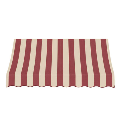 Awntech 5.375 ft Nantucket Fixed Awning Acrylic Fabric, Burgundy/Tan Stripe