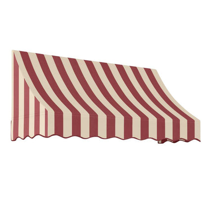 Awntech 5.375 ft Nantucket Fixed Awning Acrylic Fabric, Burgundy/Tan Stripe