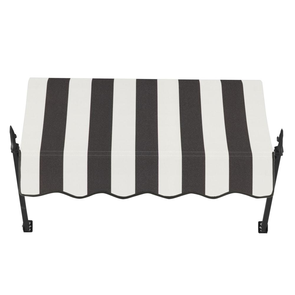 Awntech 4.375 ft New Orleans Fixed Awning Acrylic Fabric, Black/White Stripe