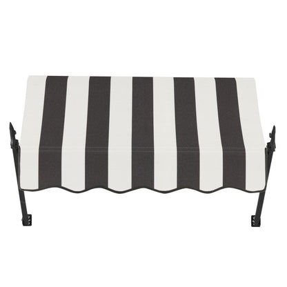 Awntech 4.375 ft New Orleans Fixed Awning Acrylic Fabric, Black/White Stripe