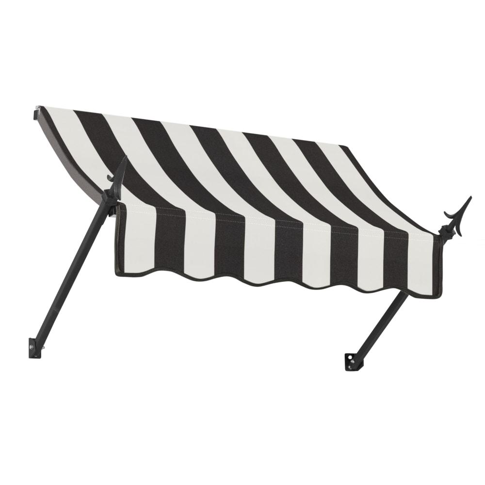 Awntech 4.375 ft New Orleans Fixed Awning Acrylic Fabric, Black/White Stripe