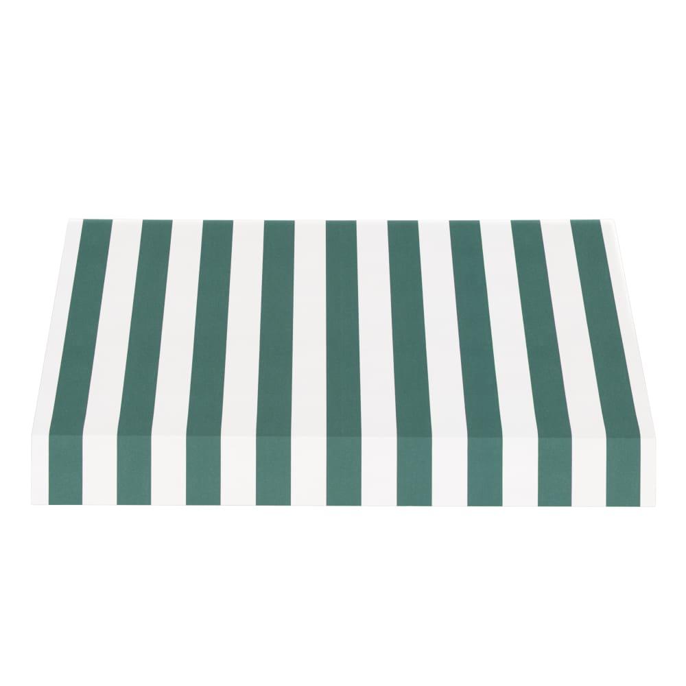 Awntech 5.375 ft New Yorker Fixed Awning Acrylic Fabric, Forest/White Stripe