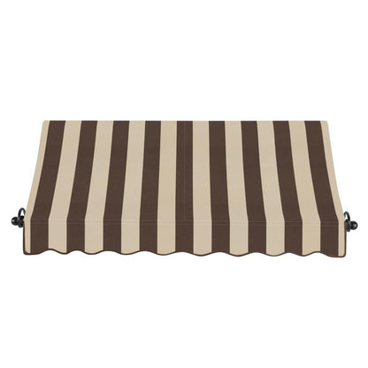 Awntech 6.375 ft Charleston Fixed Awning Acrylic Fabric, Brown/Tan Stripe