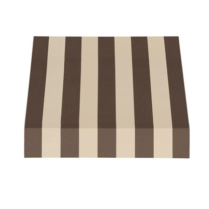Awntech 3.375 ft New Yorker Fixed Awning Acrylic Fabric, Brown/Tan Stripe