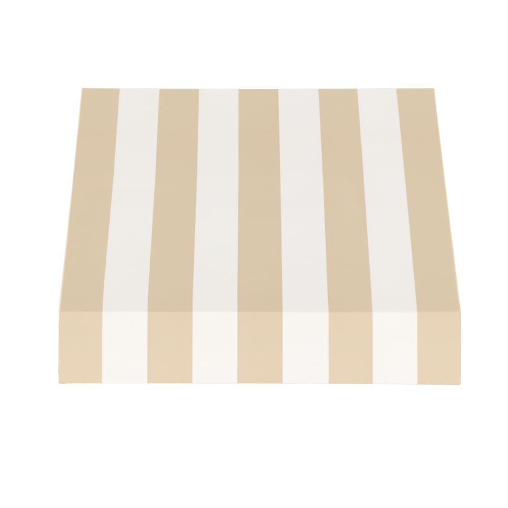 Awntech 3.375 ft New Yorker Fixed Awning Acrylic Fabric, Linen/White Stripe